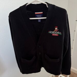 French Toast Black Knit Cardigan with Logo